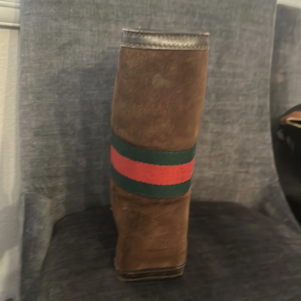 GUCCI PARFUMS Sherry Clutch Hand Bag Suede Leather Brown - Picture 8 of 10